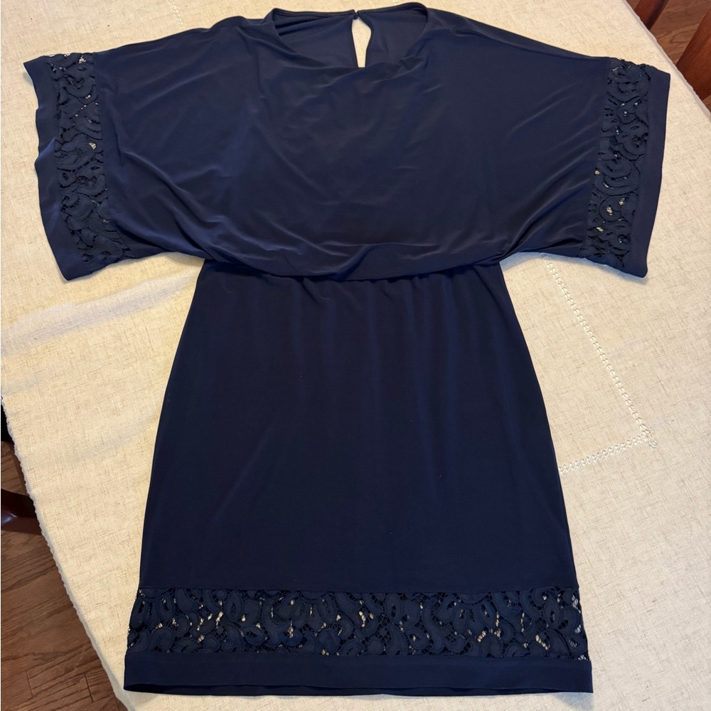 Jessica Howard Navy Dress with Lace Details